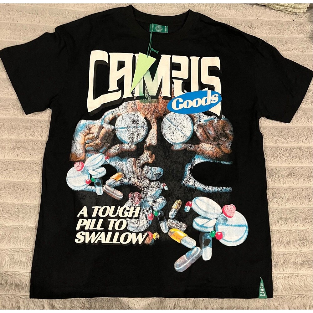 Campus Goods “Bitter Dose” Graphic T-Shirt Black Size M NWT